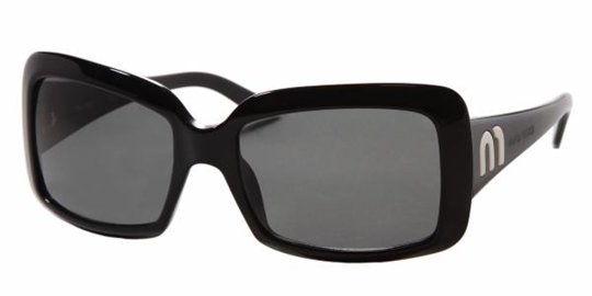 Miu Miu MU 16GS 1AB1A1 Gloss Black Gray Sunglasses