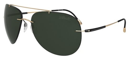 Silhouette Adventurer 8667 6205 Gold Black/Grey Green Sunglasses